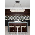 Allegri By Kalco Lighting Rettangolo 50-in 14 Light Socket Chrome/clear Linear Pendant