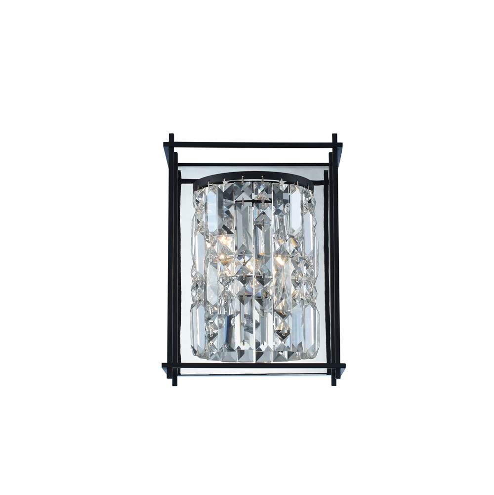Allegri By Kalco Lighting Joni 11.5-in 2 Light Socket Matte Black (fluorocarbon)/clear Wall Sconce