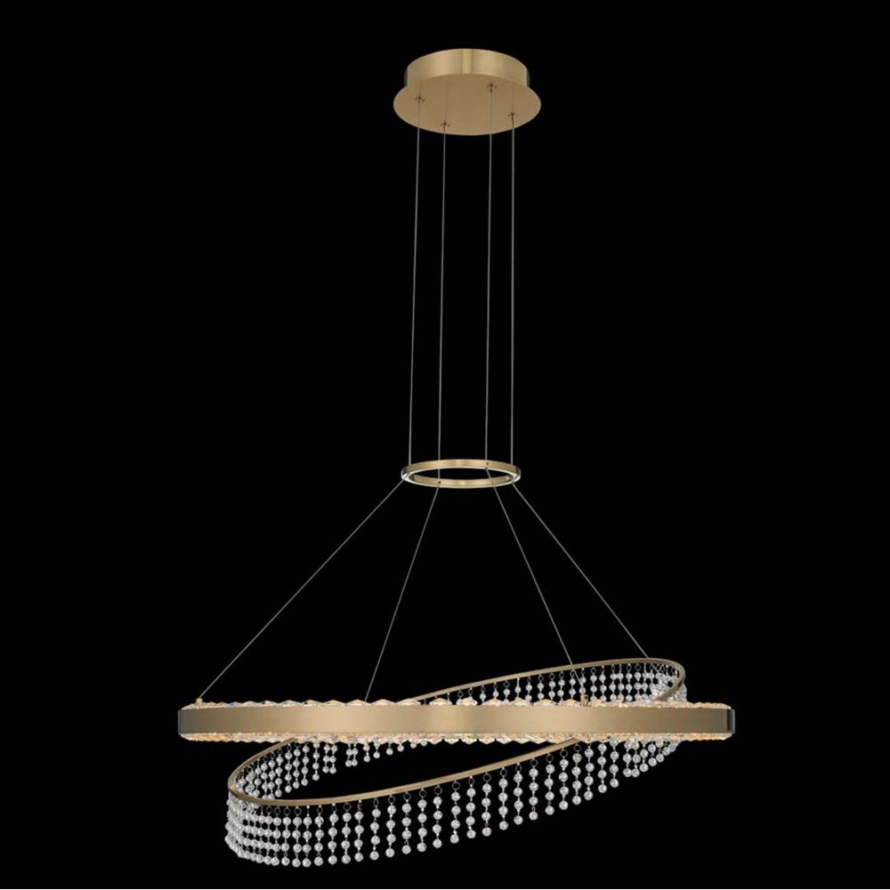 Allegri By Kalco Lighting Saturno 28-in 1 Light Led Brushed Brass/clear Chandelier