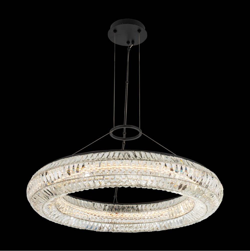 Allegri By Kalco Lighting Tamburo 34-in 1 Light Led Matte Black (fluorocarbon)/clear Chandelier