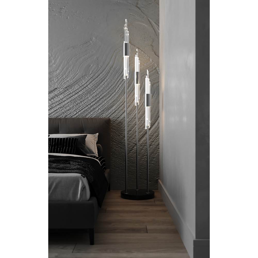 Allegri By Kalco Lighting Lucca 72-in 3 Light Led Chrome/clear Floor Lamp