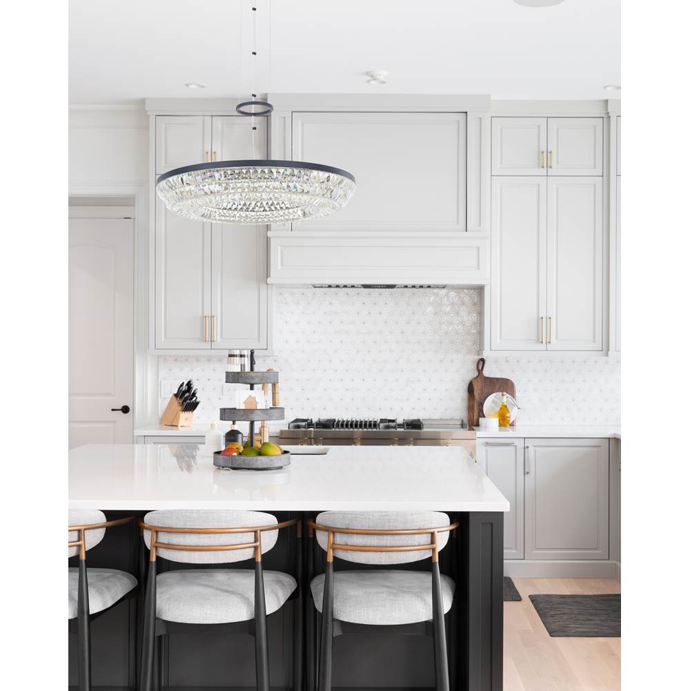 Allegri By Kalco Lighting Zaga 20-in 1 Light Led Matte Black (fluorocarbon)/clear Chandelier