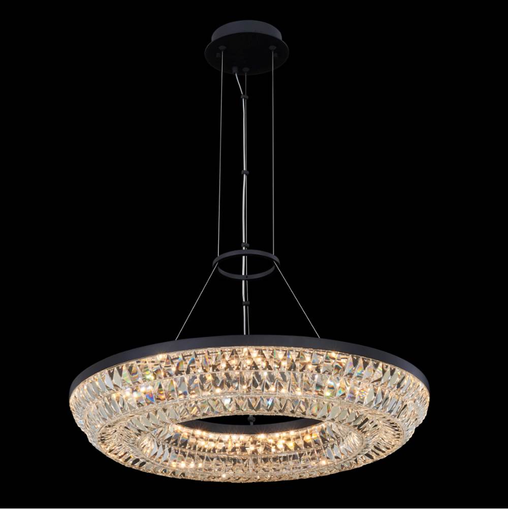 Allegri By Kalco Lighting Zaga 26-in 1 Light Led Matte Black (fluorocarbon)/clear Chandelier