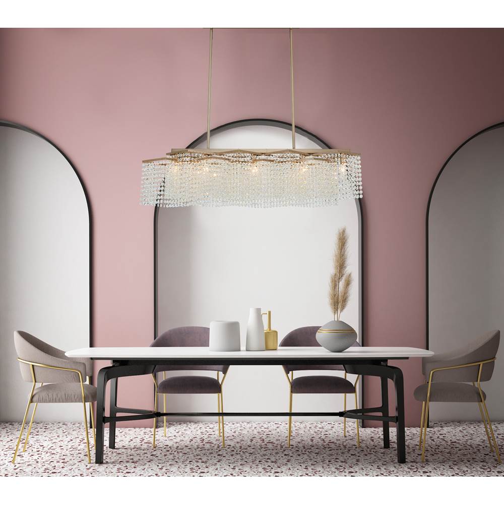 Allegri By Kalco Lighting Cometa 40-in 5 Light Socket Brushed Champagne Gold/clear Linear Pendant