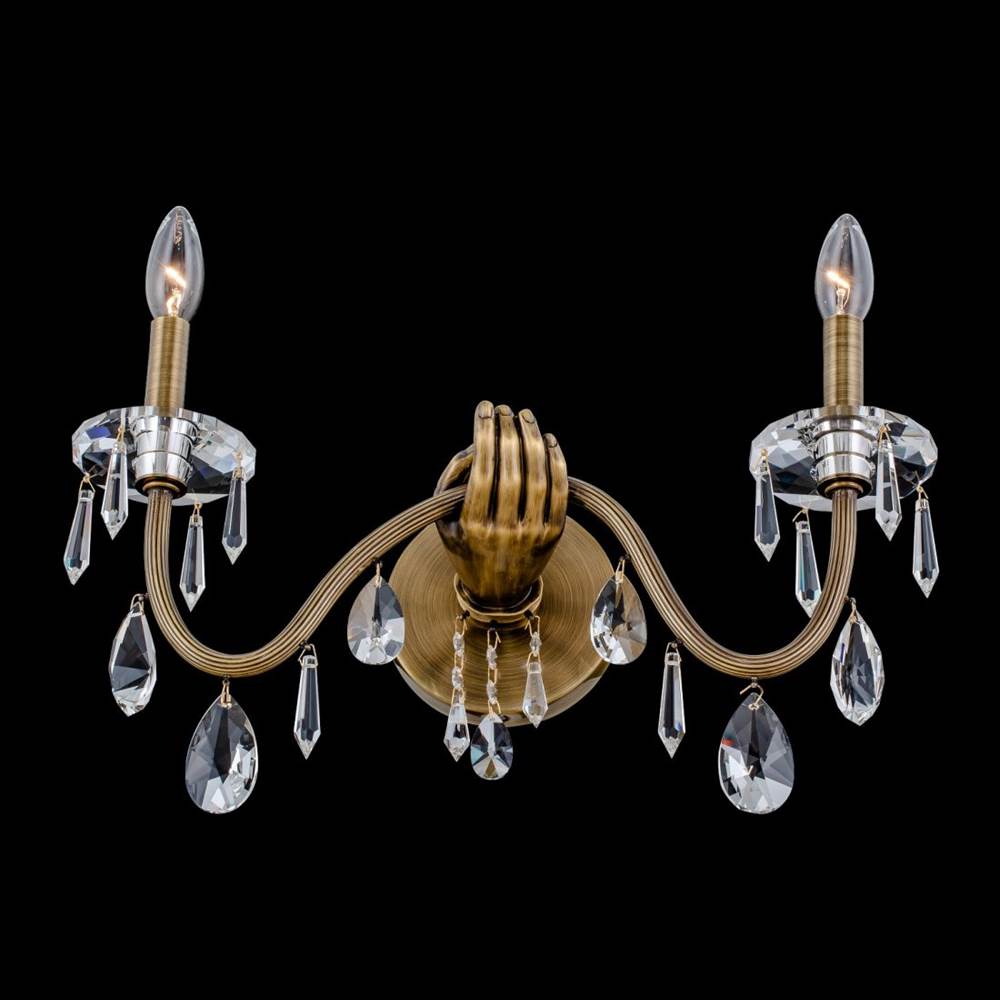 Allegri By Kalco Lighting 039021-032-FR001 Historic Brass Venere 14-in 2 Light Socket Historic Brass/clear Wall Sconce Image 1