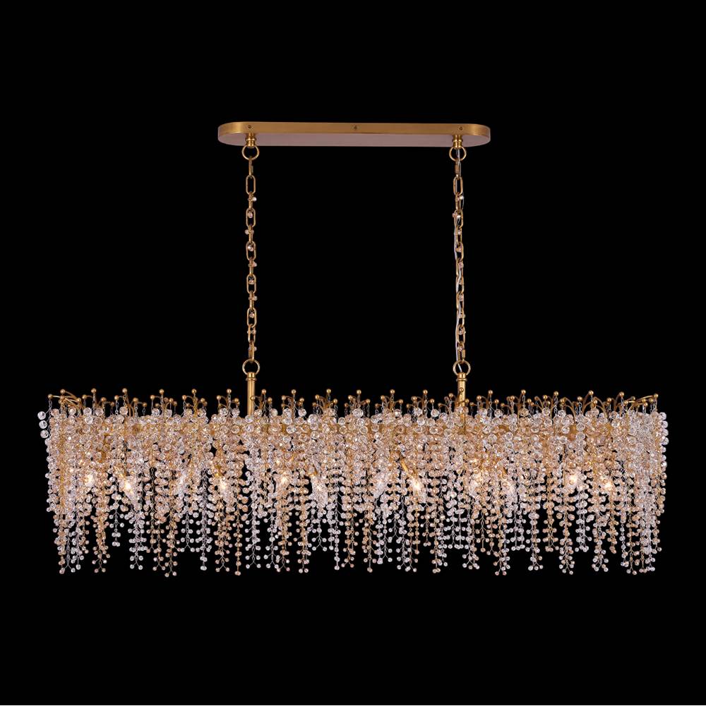 Allegri By Kalco Lighting 040561-062-FR008 True Brass Fuji 60-in 12 Light Socket True Brass Linear Pendant Image 1