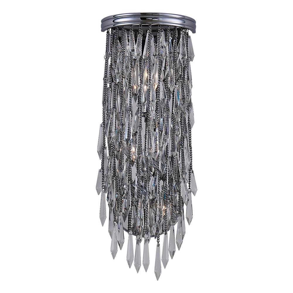 Allegri By Kalco Lighting 040623-010-FR001 Chrome Frangia 22-in 3 Light Socket Chrome/clear Wall Sconce Image 1