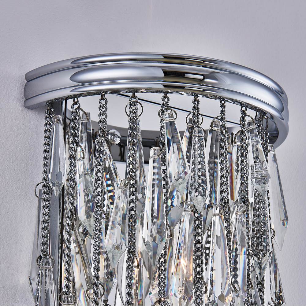 Allegri By Kalco Lighting 040623-010-FR001 Chrome Frangia 22-in 3 Light Socket Chrome/clear Wall Sconce Image 4