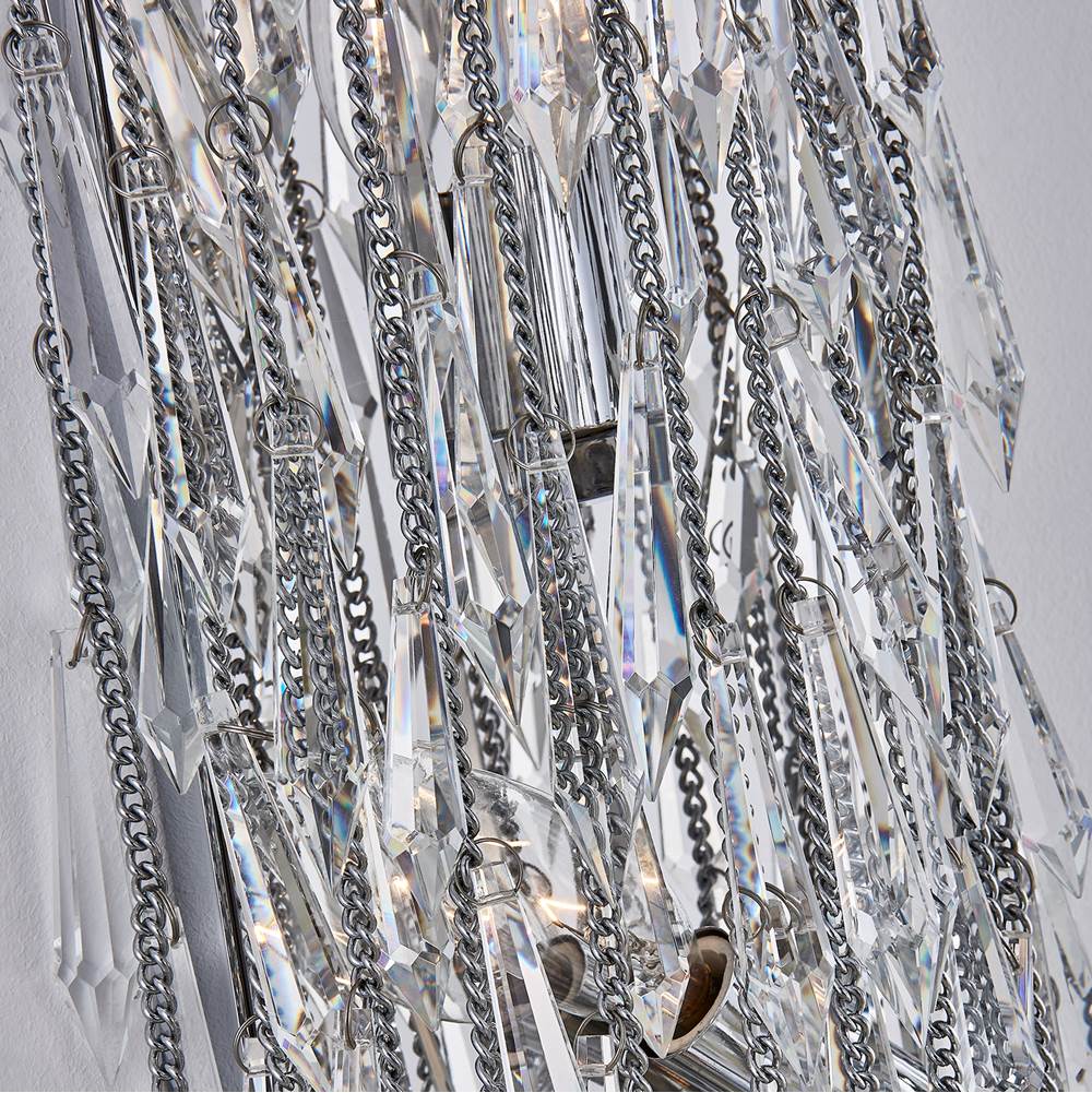 Allegri By Kalco Lighting 040623-010-FR001 Chrome Frangia 22-in 3 Light Socket Chrome/clear Wall Sconce Image 3