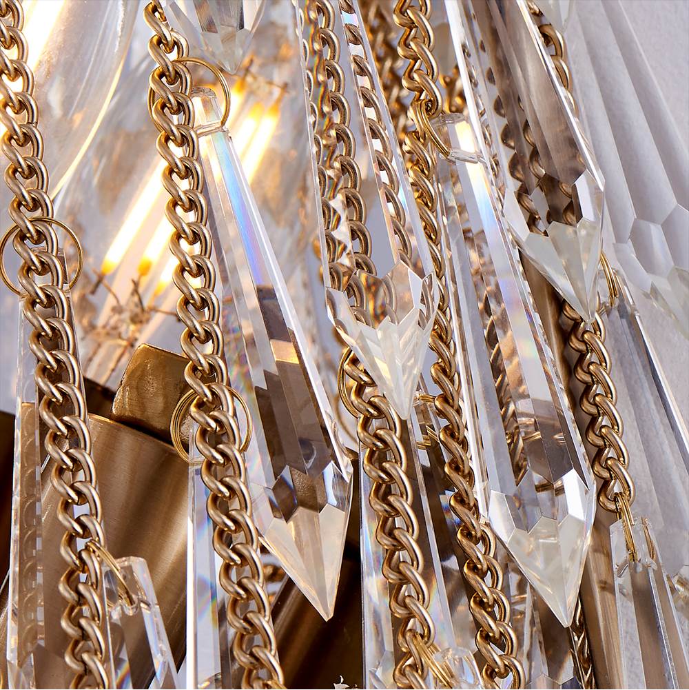 Allegri By Kalco Lighting 040623-038-FR001 Brushed Champagne Gold Frangia 22-in 3 Light Socket Brushed Champagne Gold/clear Wall Sconce Image 4