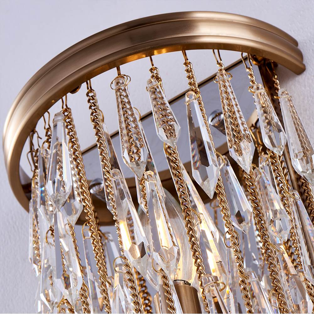 Allegri By Kalco Lighting 040623-038-FR001 Brushed Champagne Gold Frangia 22-in 3 Light Socket Brushed Champagne Gold/clear Wall Sconce Image 3