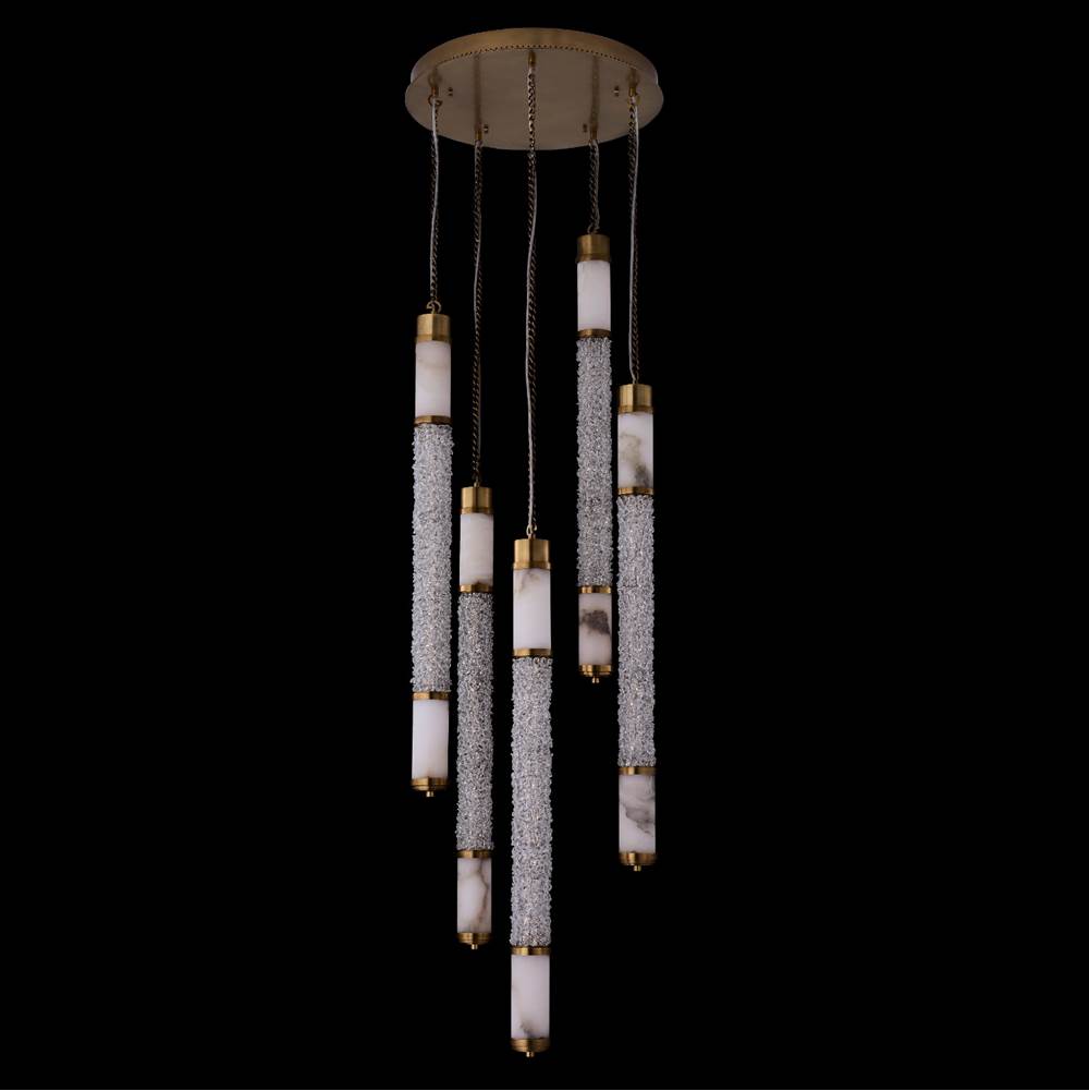 Allegri By Kalco Lighting 041951-062-FR001 True Brass Tubo 24-in 5 Light Led True Brass/clear Multi-pendant Image 1
