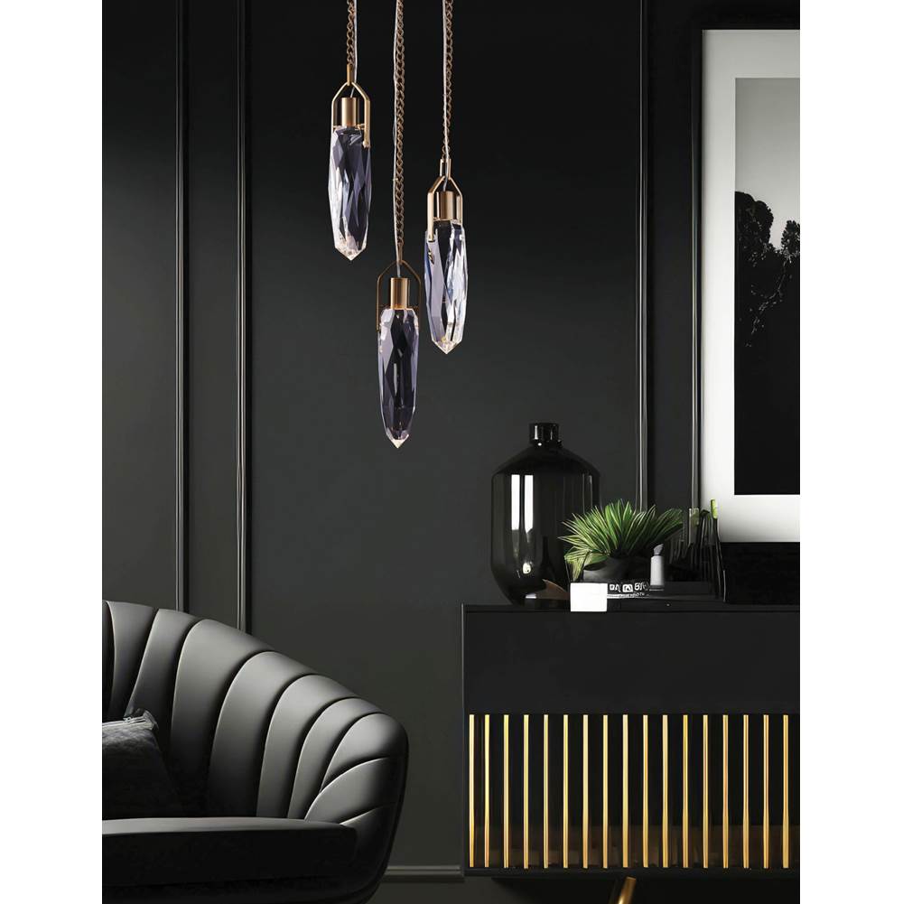 Allegri By Kalco Lighting 042055-044-FR001 Winter Brass Diamante 14-in 3 Light Led Winter Brass/clear Multi-pendant Image 2