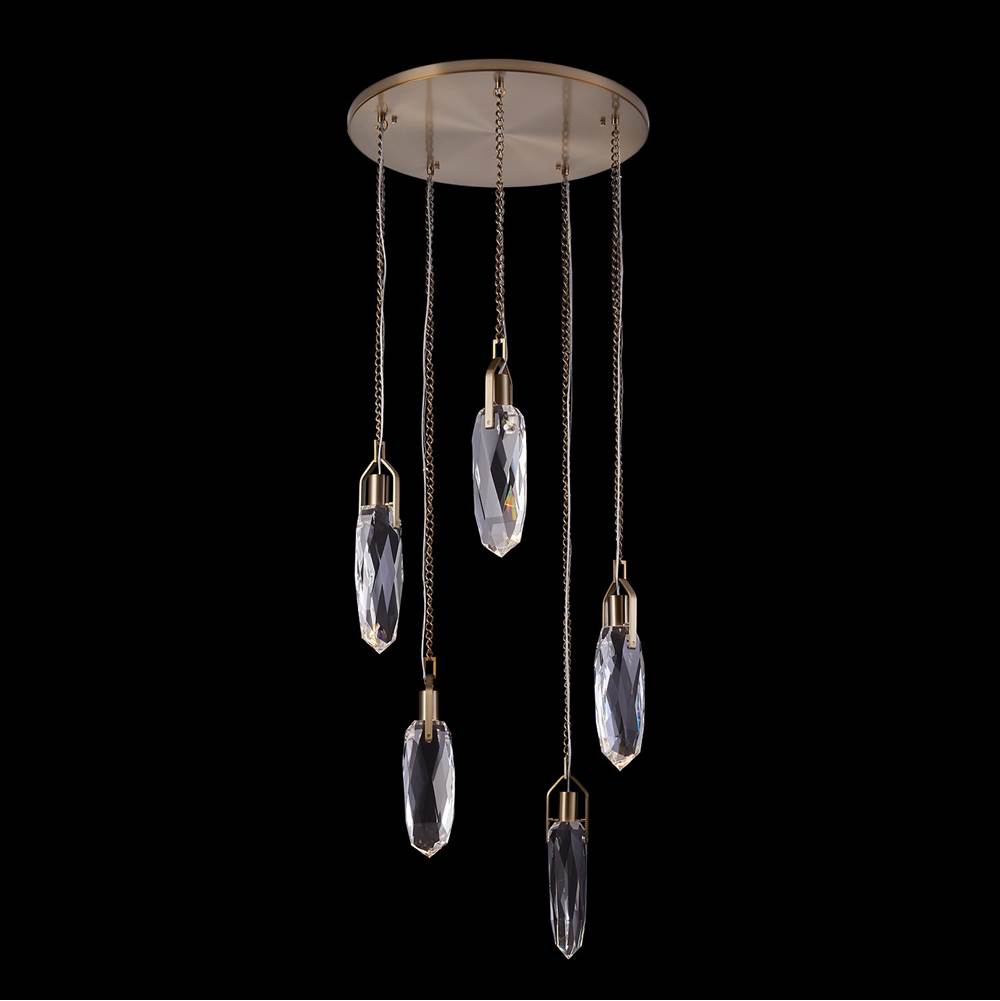 Allegri By Kalco Lighting 042057-044-FR001 Winter Brass Diamante 23-in 5 Light Led Winter Brass/clear Multi-pendant Image 1