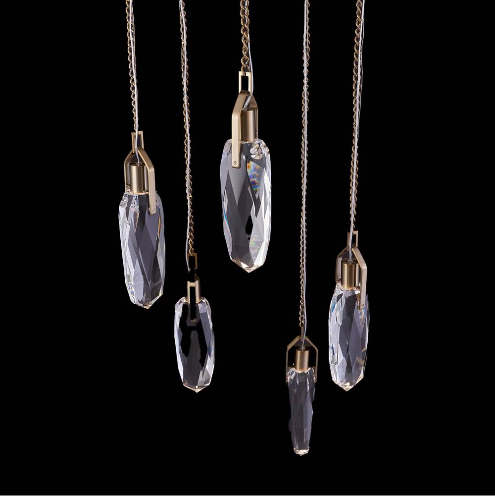 Allegri By Kalco Lighting Diamante 23-in 5 Light Led Winter Brass/clear Multi-pendant