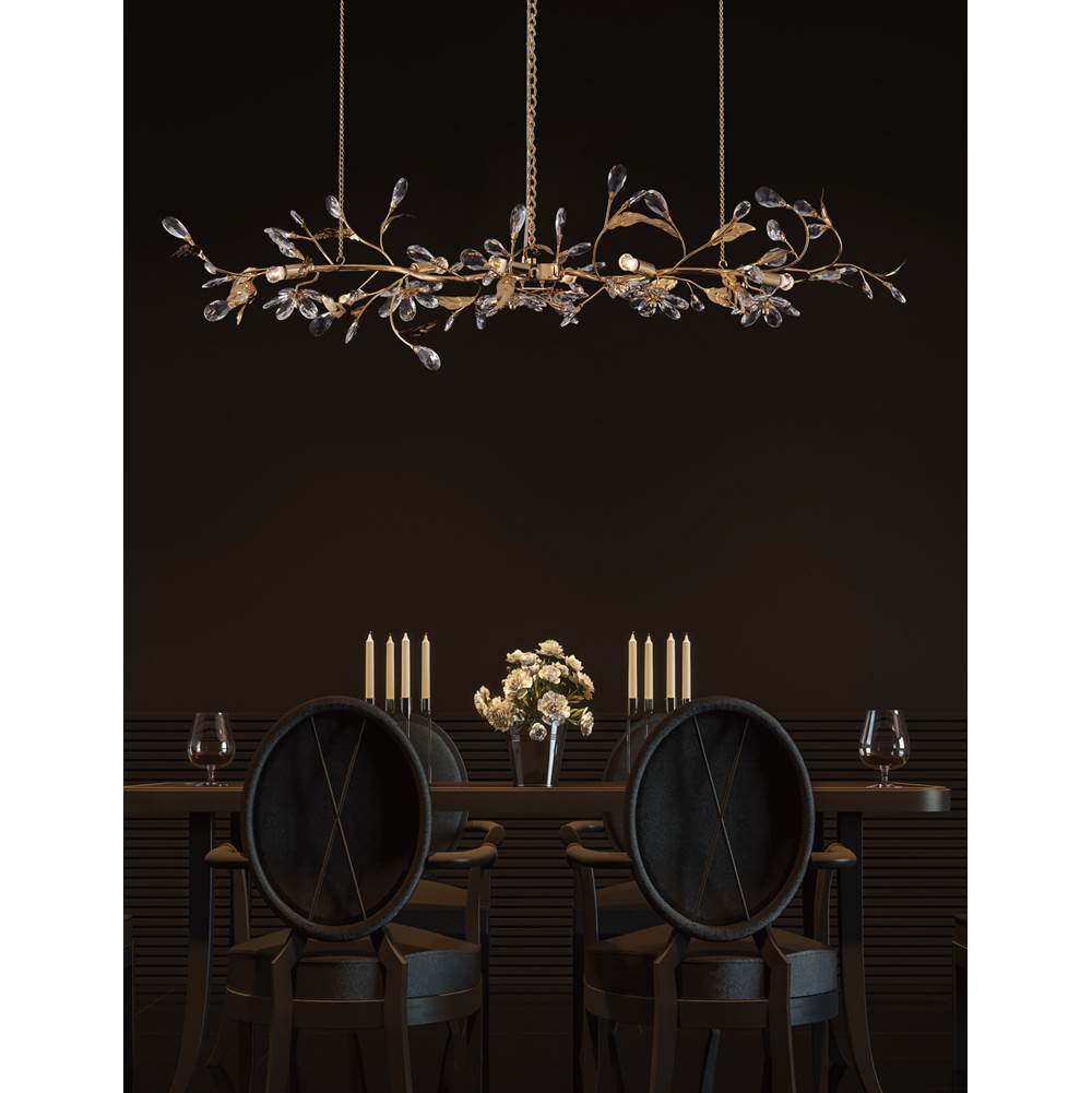 Allegri By Kalco Lighting 042161-024-FR001 24k Gold Ramo 48-in 6 Light Socket 24k Gold/clear Linear Pendant Image 4