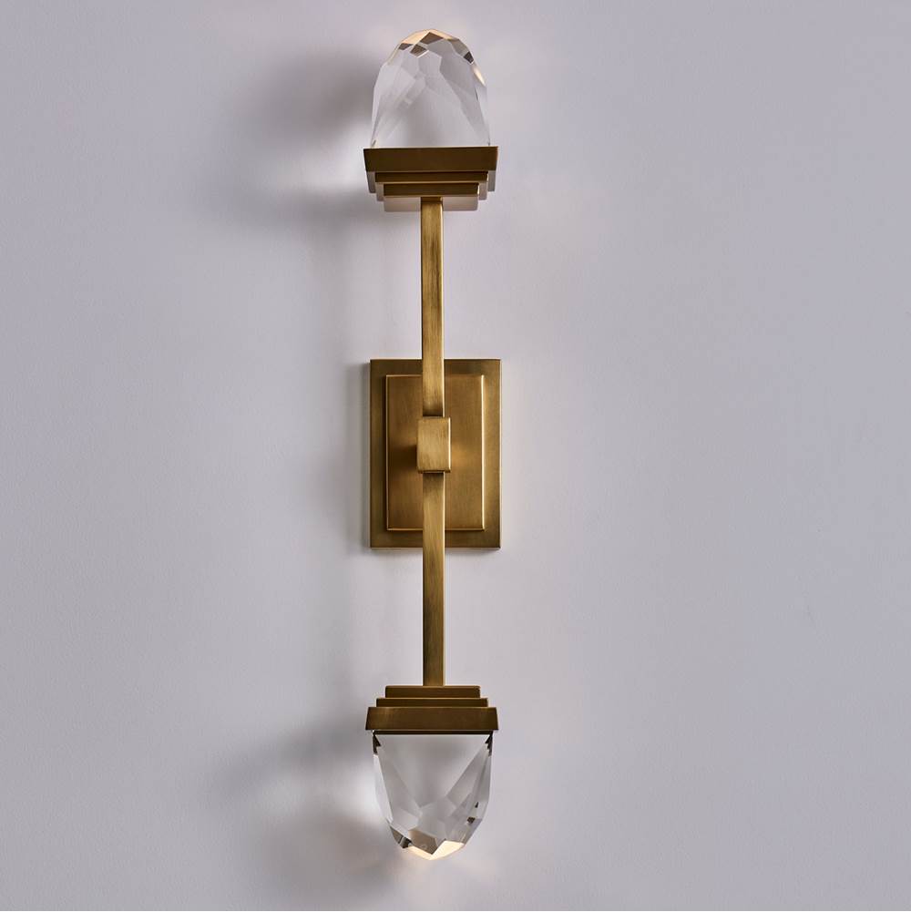 Allegri By Kalco Lighting 043521-062-FR001 True Brass Taglio 28-in 2 Light Led True Brass/clear Wall Sconce Image 3