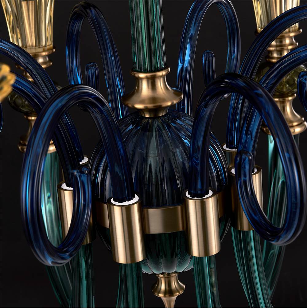 Allegri By Kalco Lighting 043671-044-GLMULTI Winter Brass Tinta 42-in 8 Light Socket Winter Brass/multi Chandelier Image 4