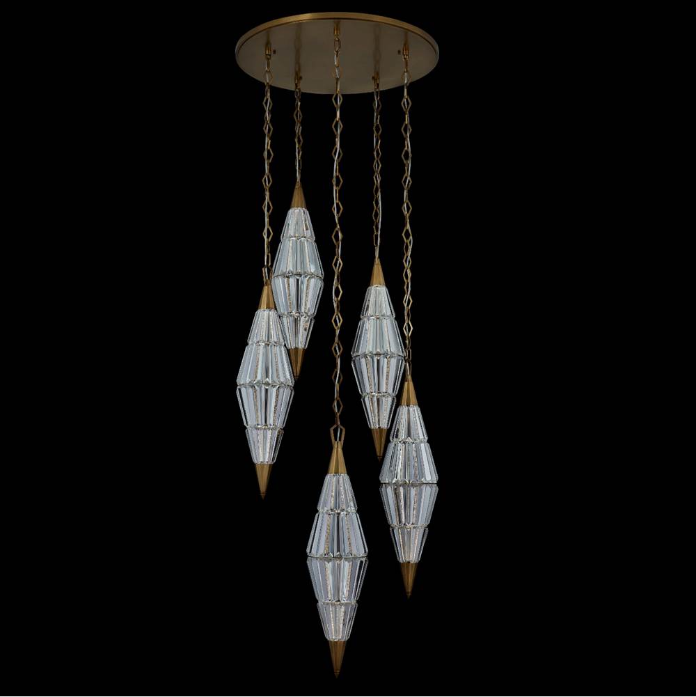 Allegri By Kalco Lighting 043757-062-FR001M True Brass Allungato 30-in 5 Light Led True Brass Multi-pendant Image 1