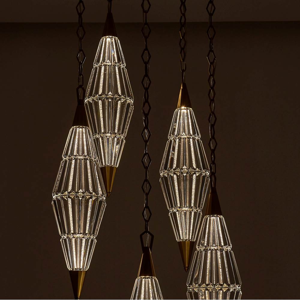 Allegri By Kalco Lighting Allungato 30-in 5 Light Led True Brass Multi-pendant