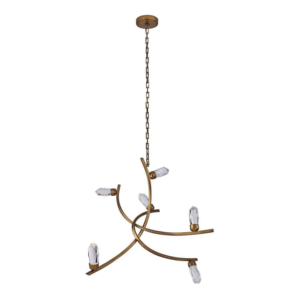 Allegri By Kalco Lighting 045655-062-FR001 True Brass Bilancia 36-in 6 Light Led True Brass/firenze Clear Chandelier Image 1