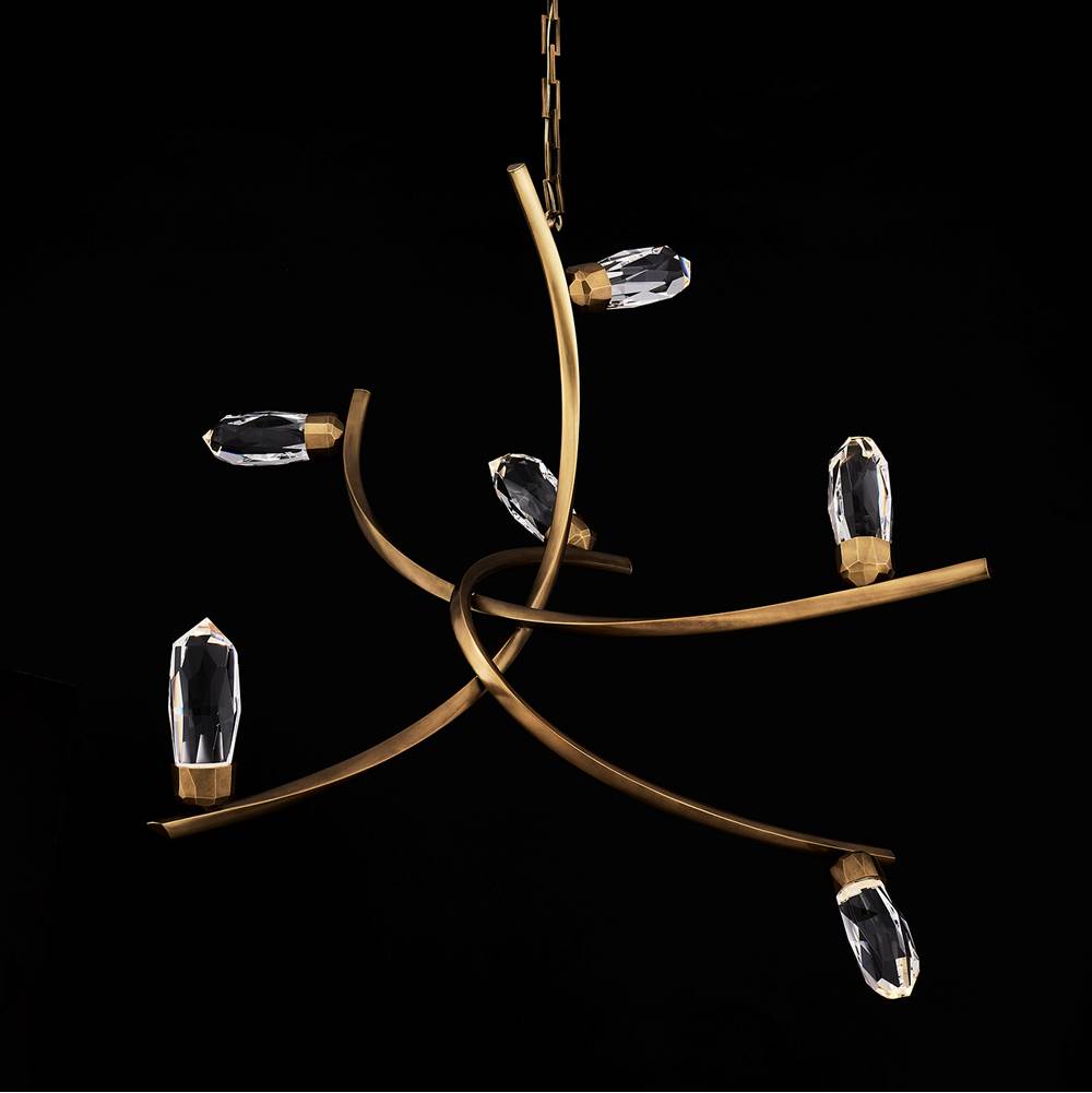 Allegri By Kalco Lighting 045655-062-FR001 True Brass Bilancia 36-in 6 Light Led True Brass/firenze Clear Chandelier Image 6
