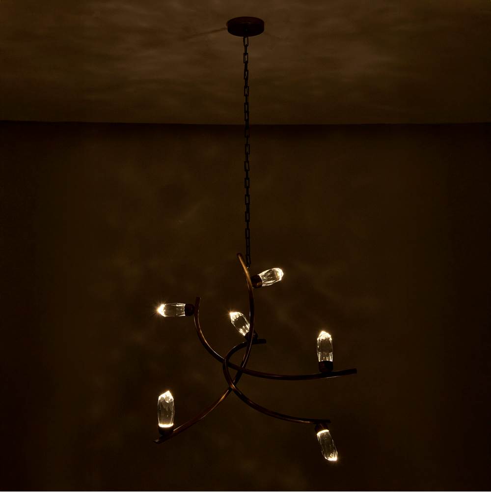 Allegri By Kalco Lighting 045655-062-FR001 True Brass Bilancia 36-in 6 Light Led True Brass/firenze Clear Chandelier Image 2