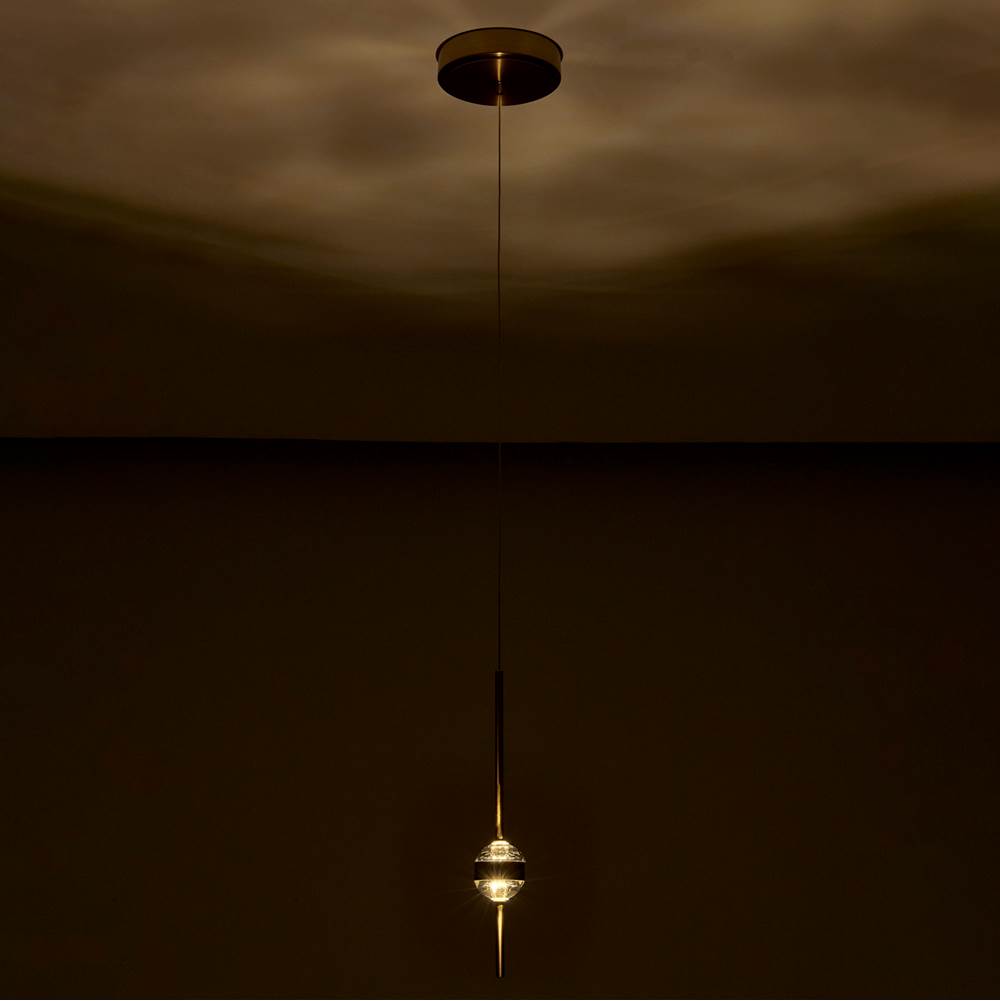 Allegri By Kalco Lighting 047611-044-FR001 Winter Brass Goccia 6.25-in 2 Light Led Winter Brass/firenze Clear Pendant Image 2