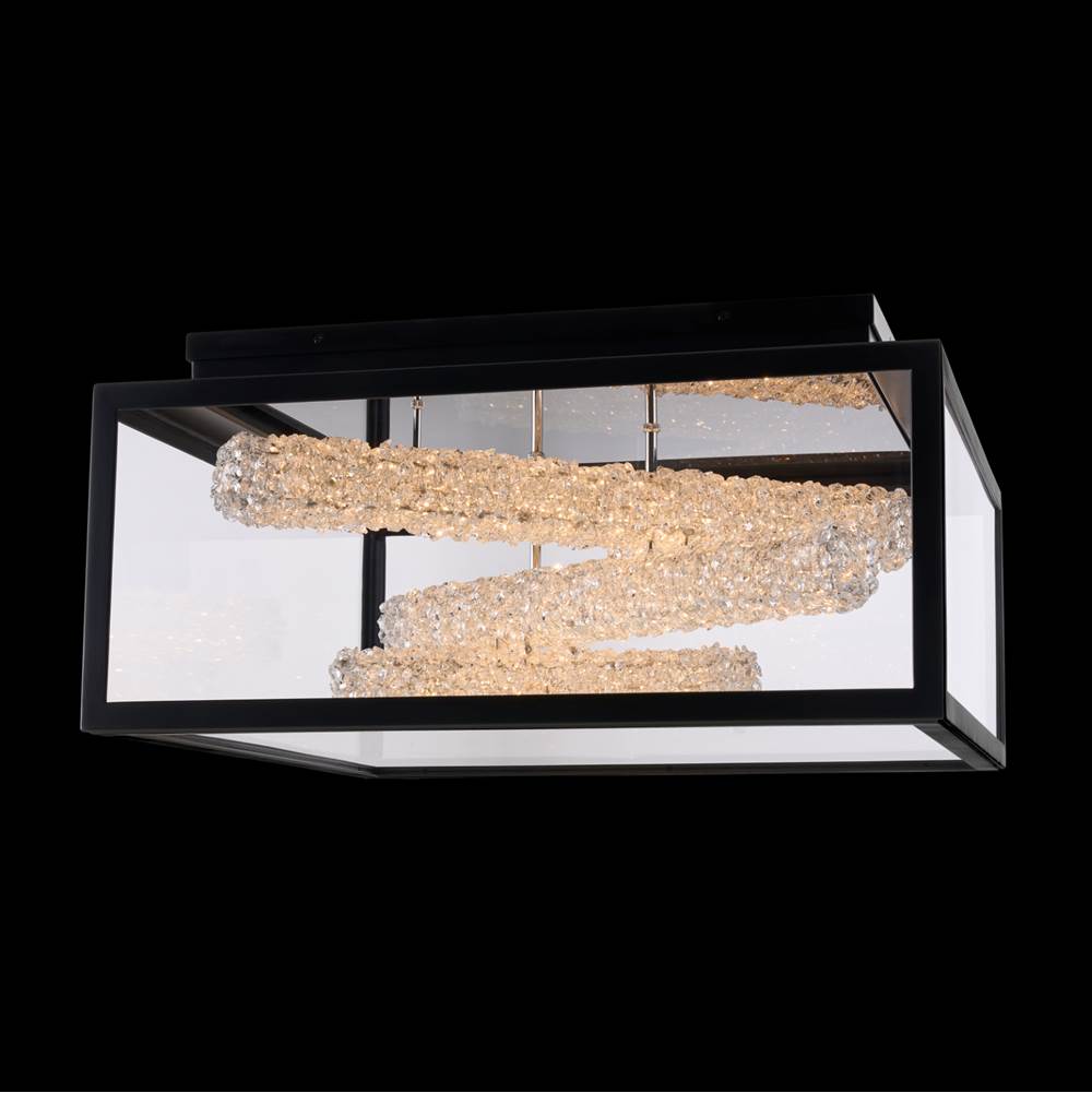 Allegri By Kalco Lighting Lina 24-in 3 Light Led Matte Black (fluorocarbon)/clear Outdoor Flush Mount