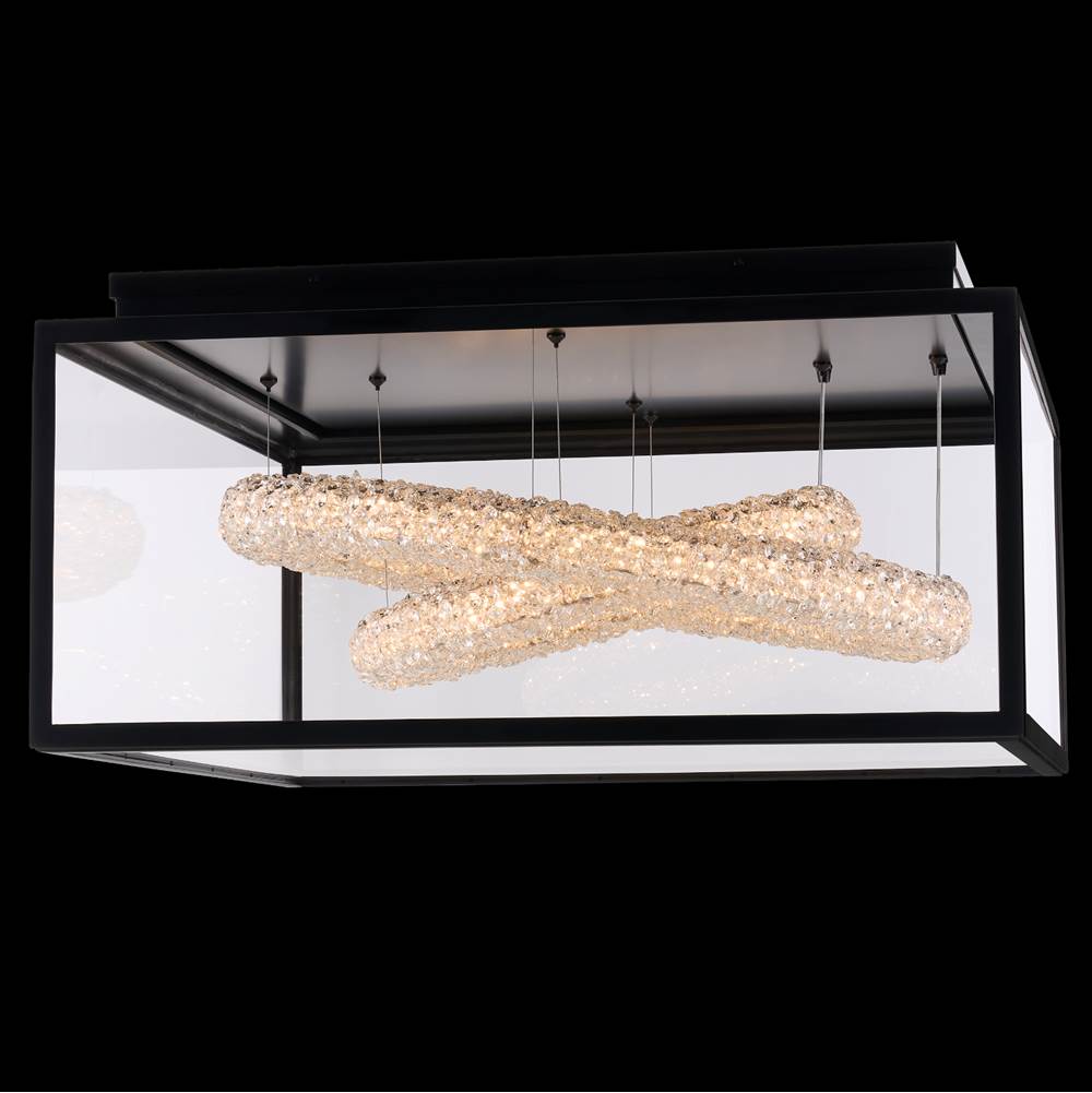 Allegri By Kalco Lighting Lina 32-in 2 Light Led Matte Black (fluorocarbon)/clear Outdoor Flush Mount