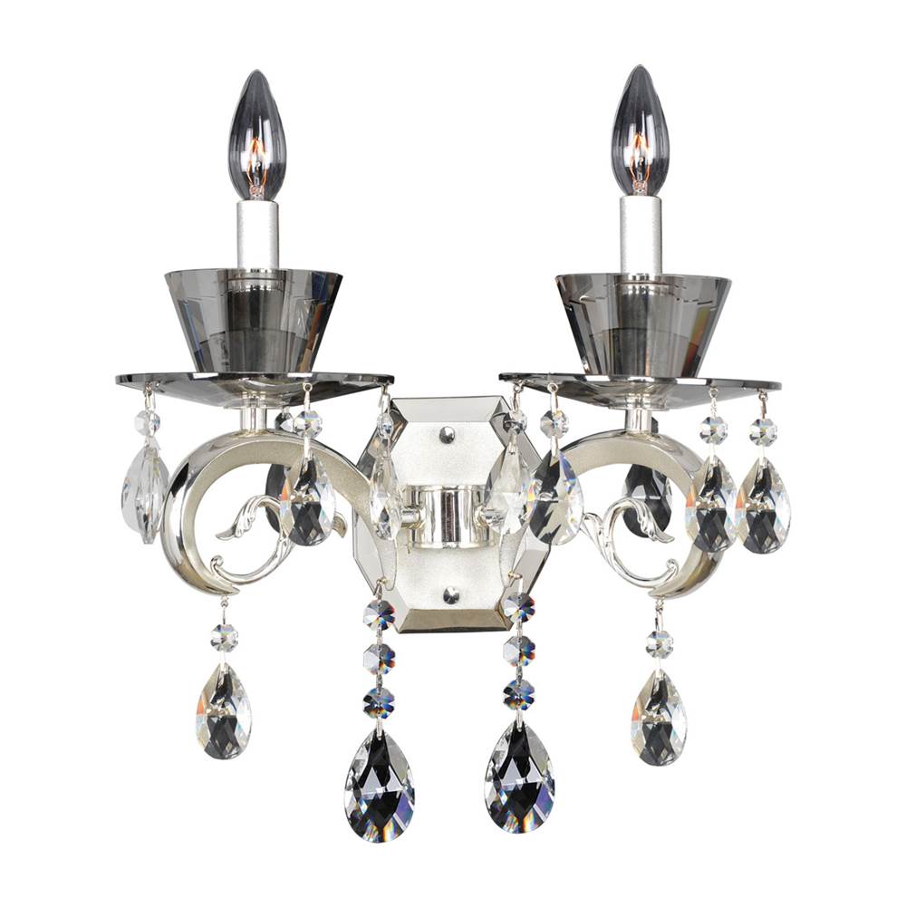 Allegri By Kalco Lighting Locatelli 13.5-in 2 Light Socket 2 Tone Silver/clear Wall Sconce