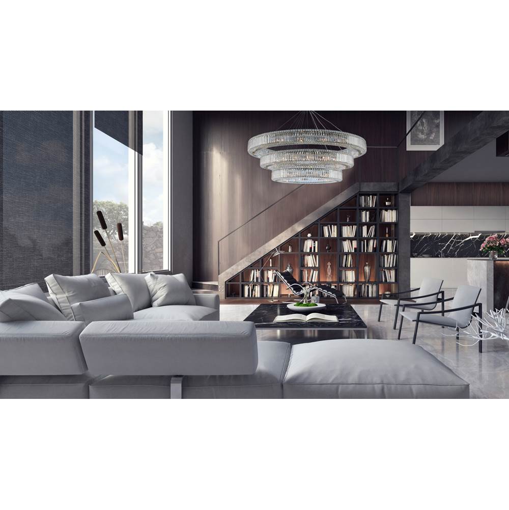 Allegri By Kalco Lighting Rondelle 60-in 48 Light Socket Chrome/clear Tiered Chandelier