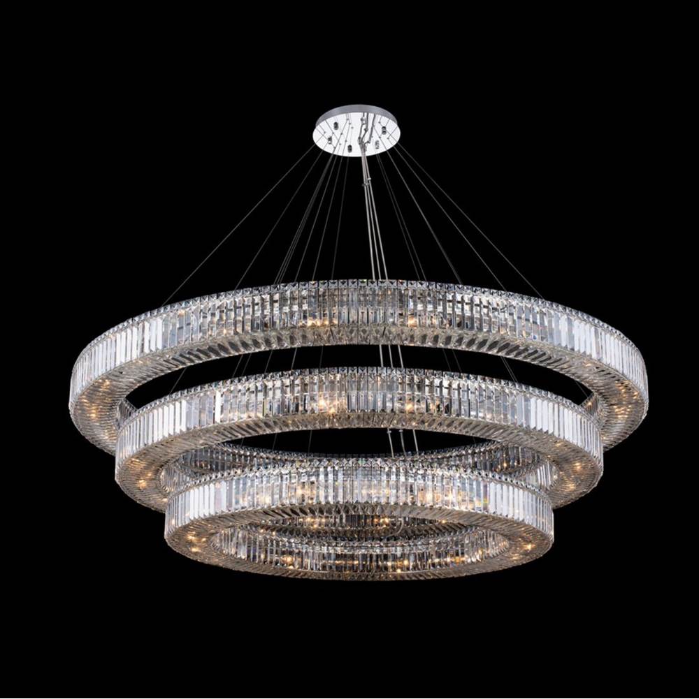 Allegri By Kalco Lighting Rondelle 72-in 56 Light Socket Chrome/clear Tiered Chandelier