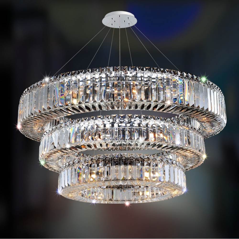 Allegri By Kalco Lighting Rondelle 47-in 39 Light Socket Chrome/clear Tiered Chandelier