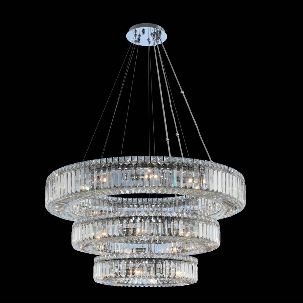 Allegri By Kalco Lighting Rondelle 35.5-in 27 Light Socket Chrome/clear Tiered Chandelier
