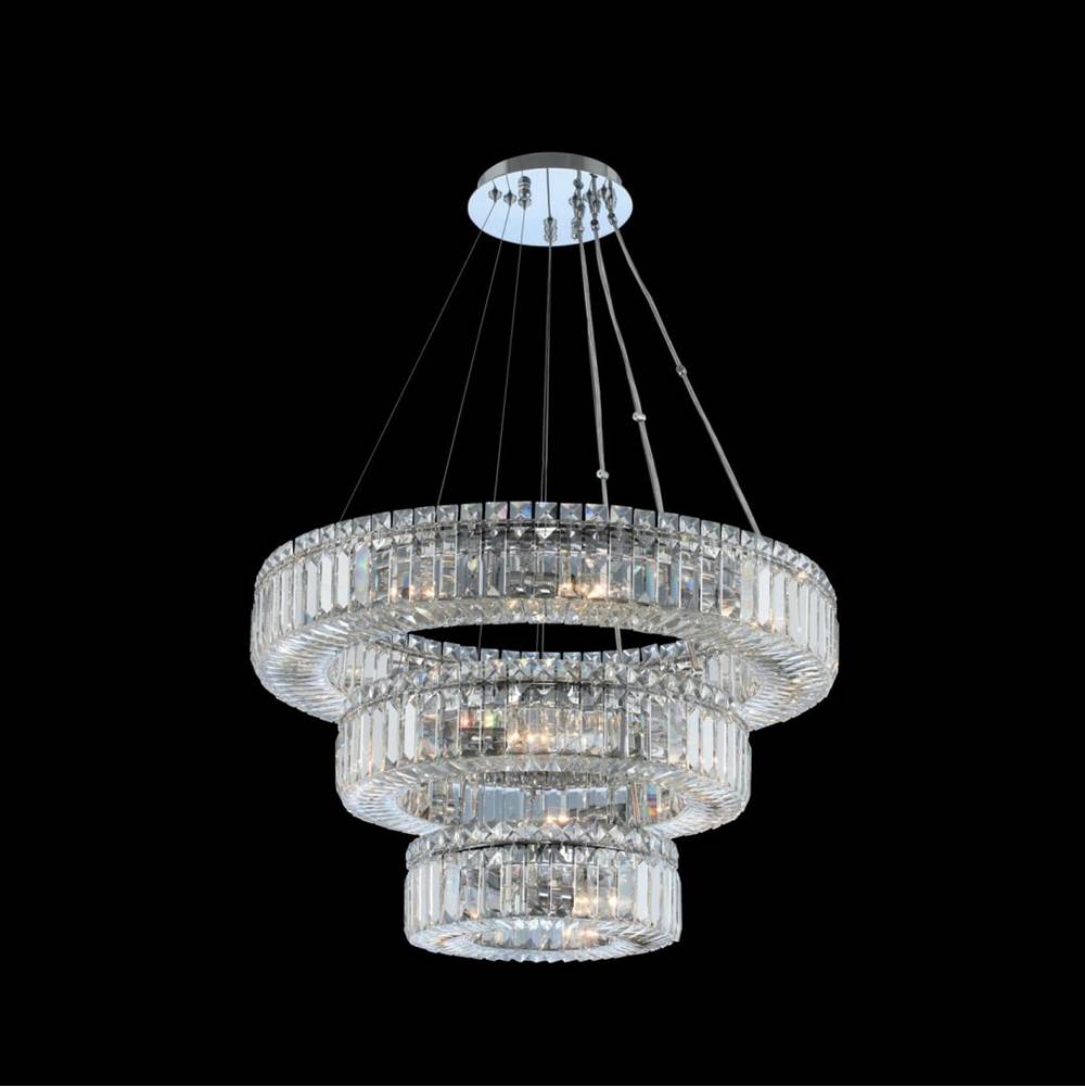 Allegri By Kalco Lighting Rondelle 26-in 18 Light Socket Chrome/clear Tiered Chandelier