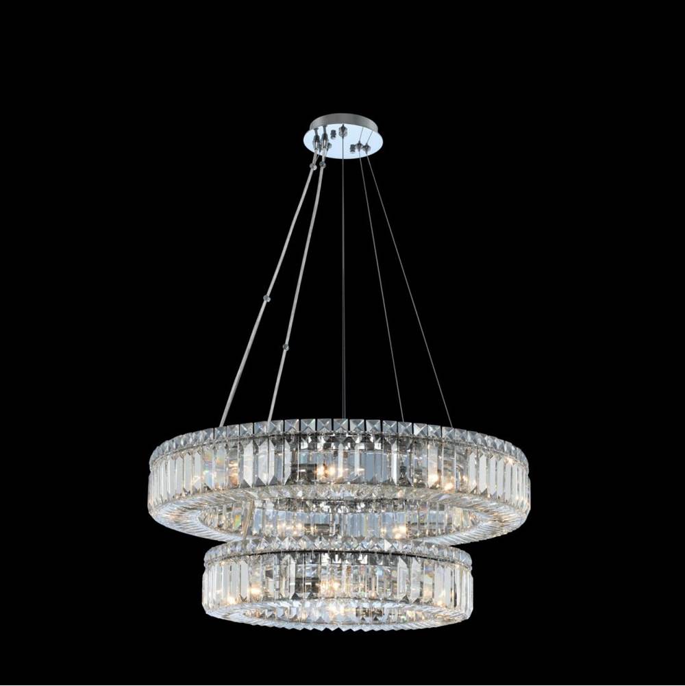 Allegri By Kalco Lighting Rondelle 26-in 15 Light Socket Chrome/clear Tiered Chandelier