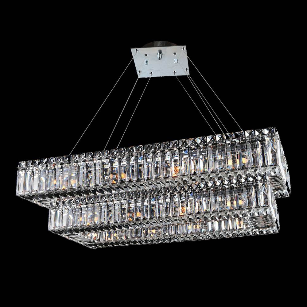 Allegri By Kalco Lighting Baguette 43-in 26 Light Socket Chrome/clear Tiered Chandelier