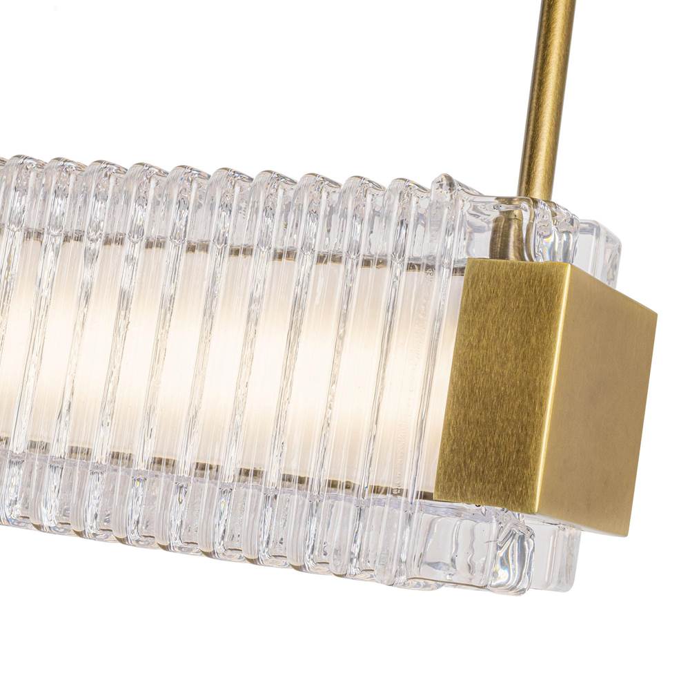Alora Lighting LP374247VBCR-UNV Vintage Brass,Ribbed Glass Alai 47-in Vintage Brass/ribbed Glass Led Linear Pendant Image 2