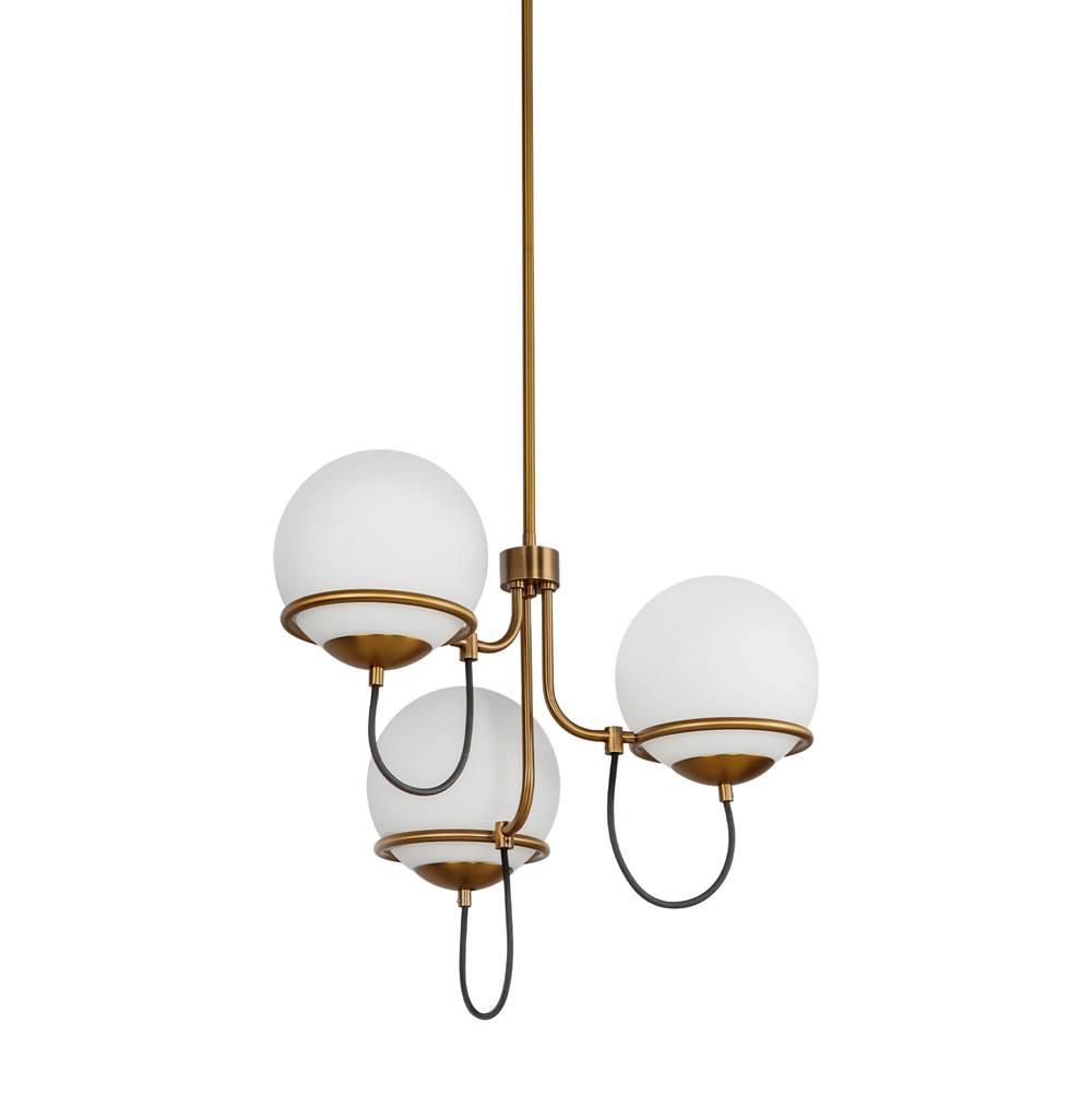 Alora Lighting Alba 23-in Aged Brass/opal Glass 3 Lights Chandelier