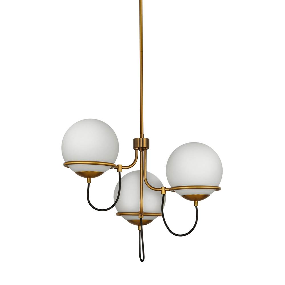 Alora Lighting CH458323AGOP Aged Gold,Opal Glass Alba 23-in Aged Brass/opal Glass 3 Lights Chandelier Image 3