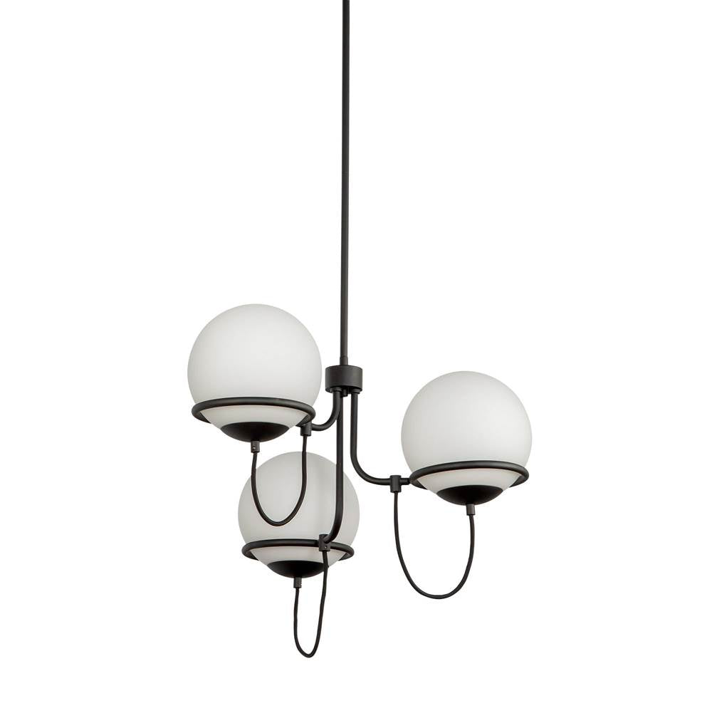 Alora Lighting Alba 23-in Aged Brass/opal Glass 3 Lights Chandelier