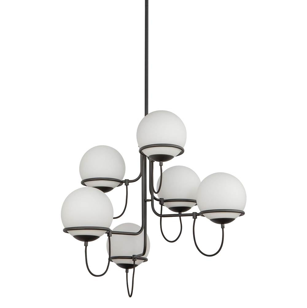 Alora Lighting Alba 32-in Aged Brass/opal Glass 6 Lights Chandelier
