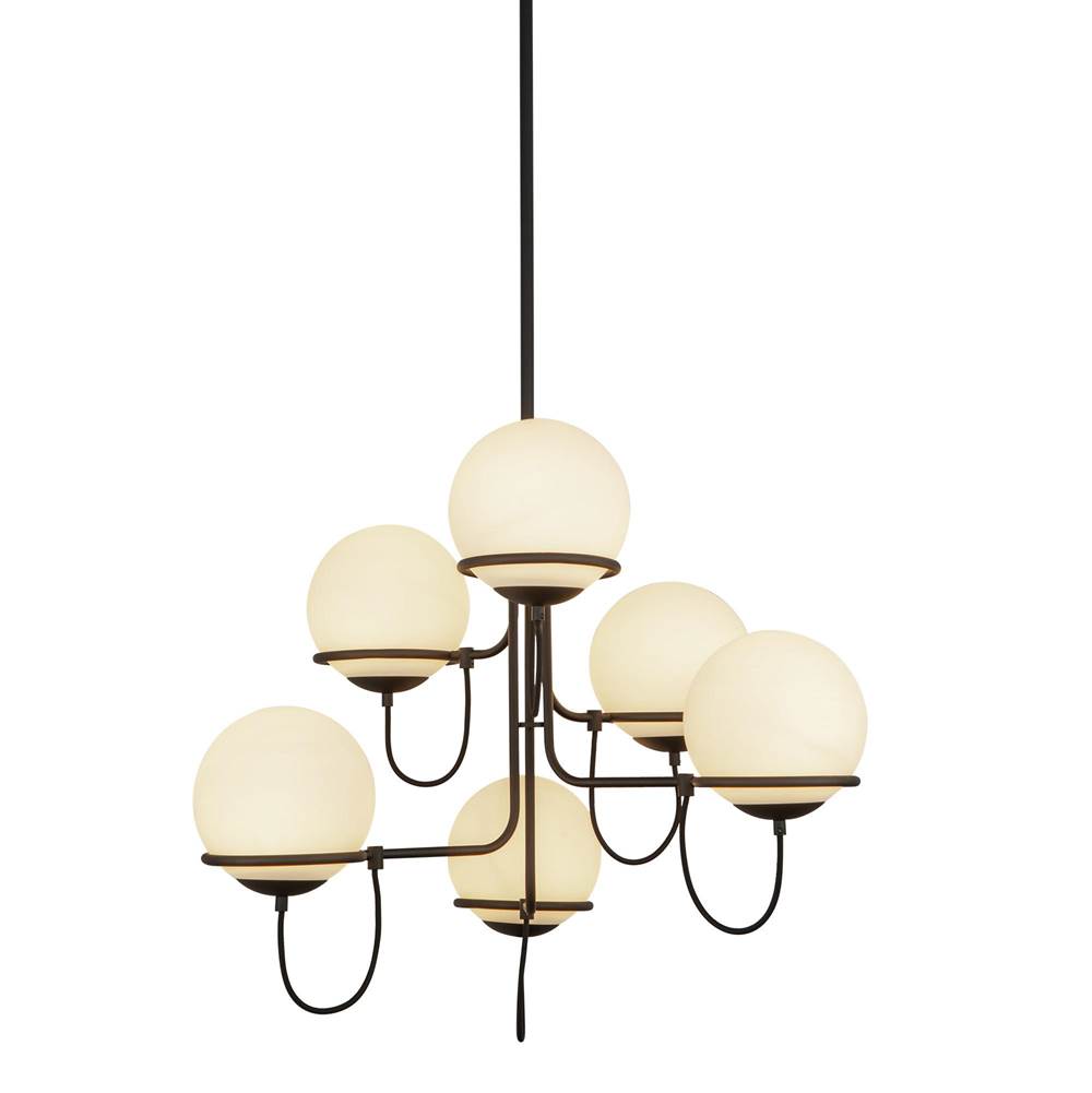 Alora Lighting CH458632MBOP Matte Black,Opal Glass Alba 32-in Matte Black/opal Glass 6 Lights Chandelier Image 4