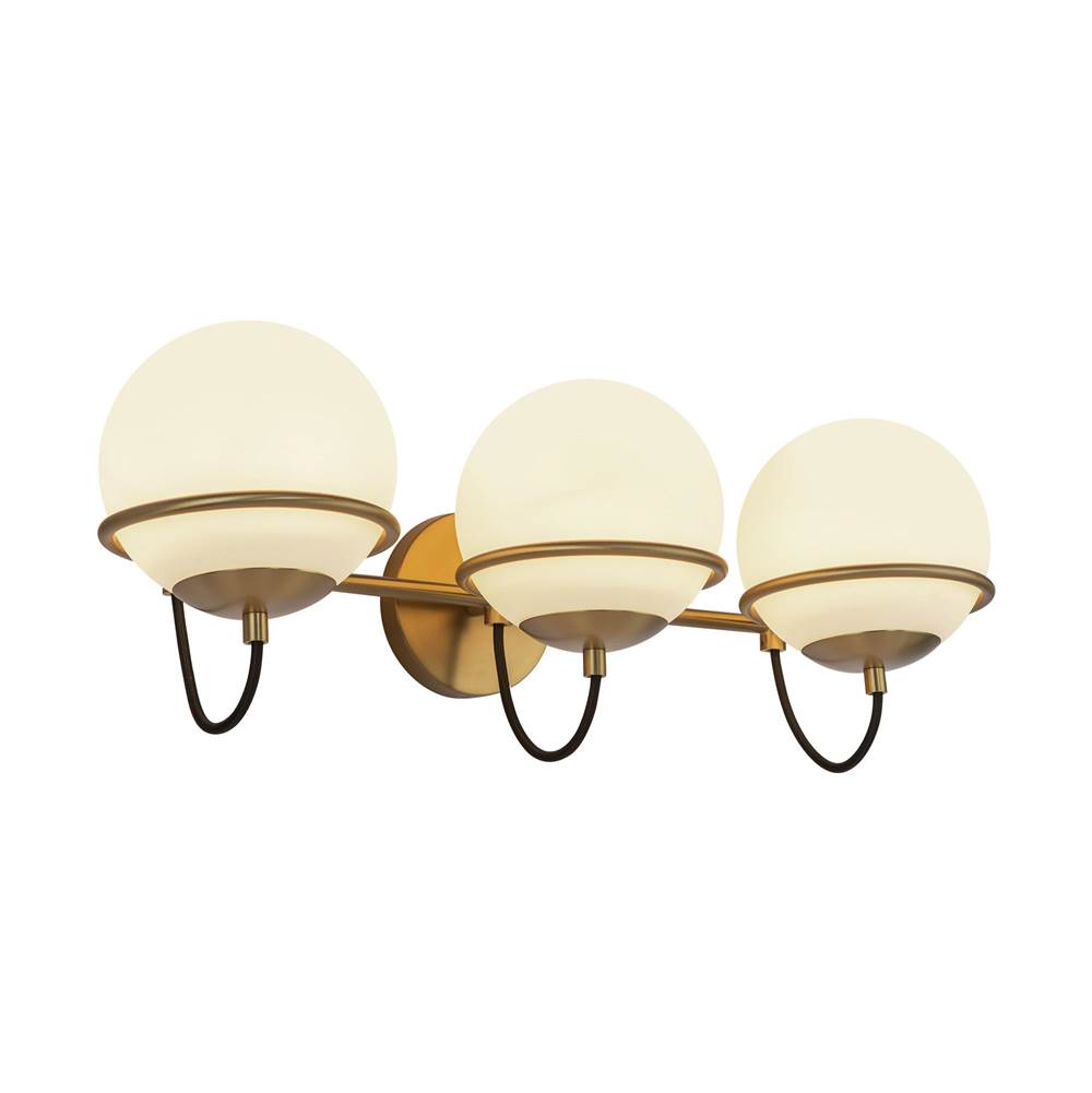 Alora Lighting WV458324AGOP Aged Gold,Opal Glass Alba 24-in Aged Brass/opal Glass 3 Lights Wall Vanity Image 1
