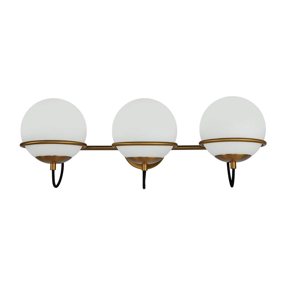 Alora Lighting WV458324AGOP Aged Gold,Opal Glass Alba 24-in Aged Brass/opal Glass 3 Lights Wall Vanity Image 3