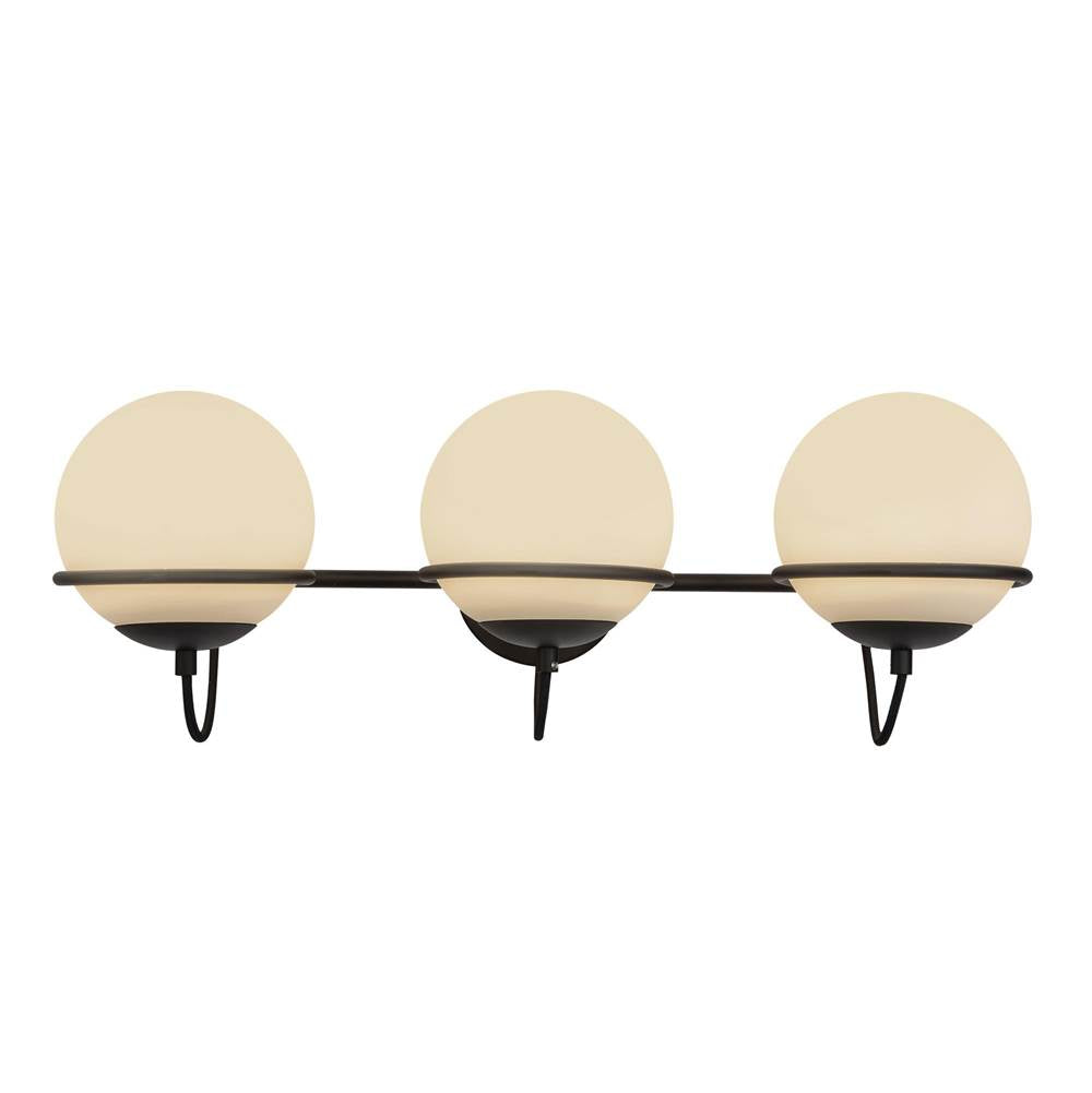 Alora Lighting WV458324MBOP Matte Black,Opal Glass Alba 24-in Matte Black/opal Glass 3 Lights Wall Vanity Image 4