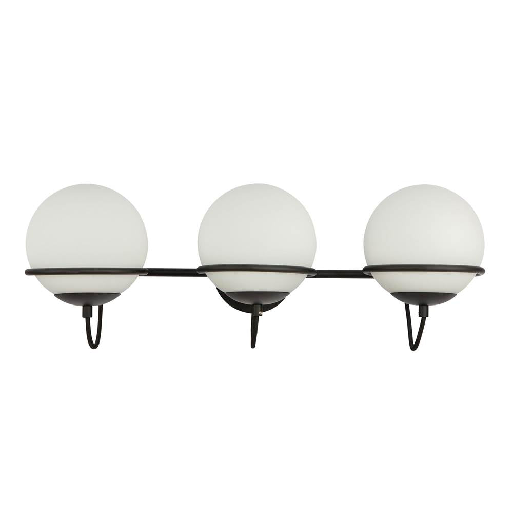 Alora Lighting WV458324MBOP Matte Black,Opal Glass Alba 24-in Matte Black/opal Glass 3 Lights Wall Vanity Image 3