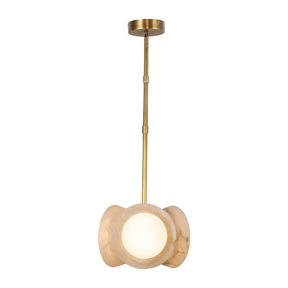 Alora Lighting Alonso 13-in Vintage Brass/alabaster Led Pendant