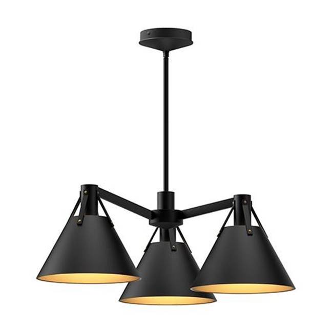 Alora Lighting Archer 25-in Matte Black 3 Lights Chandeliers